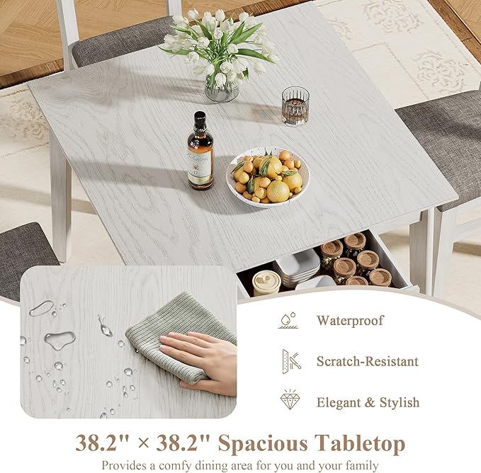 38.2'' Square Solid Wood Dining Table - Image 4