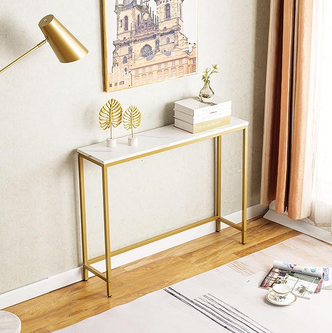 loglus Console Table for Entryway, Faux Marble MDF Sofa Table - Image 6
