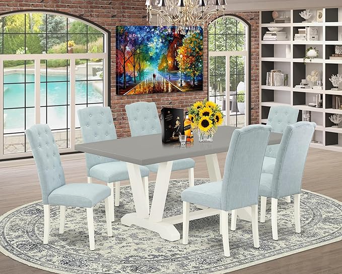 East West Furniture V097CE215-7 7 Piece Kitchen Table Set Consist of a - Image 2