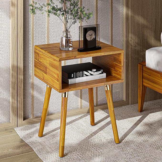 Bme Dinkee Solid Wood Nightstand, Fully Assembled, Without Drawer by Bme