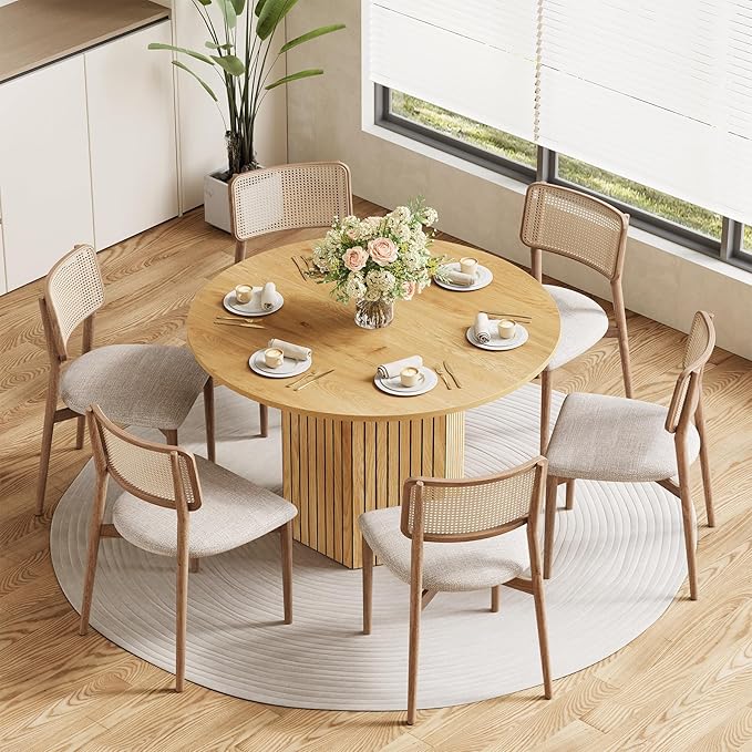 LITTLE TREE Round Wood Dining Table, 47-Inch Small Dining Table - Image 8