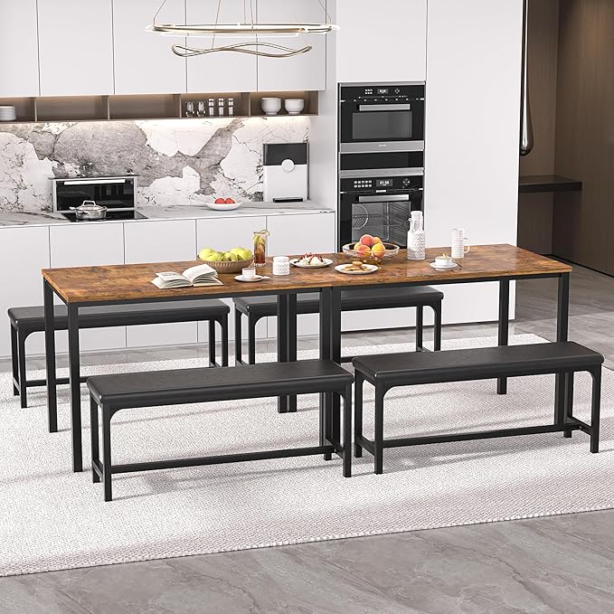 VECELO 3-Piece 63" Extendable Kitchen Table - Image 5