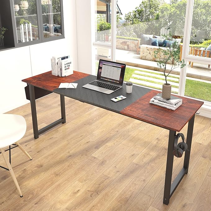 Decoholic 71Inch Home Office Computer Two-Color Panel Desk - Image 7