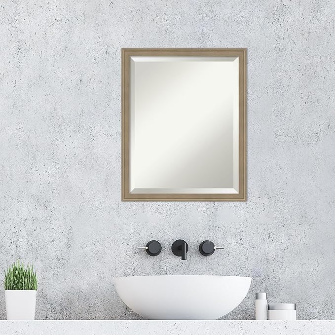 Amanti Art Brown Wall Mirror 22x18 Florence Light Brown Rectangle Bathroom - Image 6