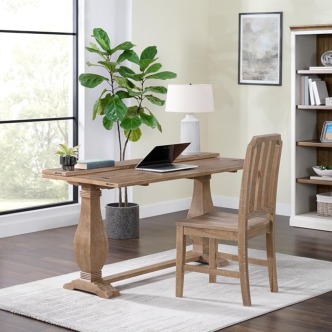 Martin Svensson Home Napa Solid Wood Pedestal Flip-Top Sofa Console Table - Image 2