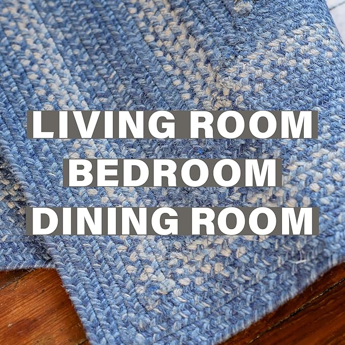 Homespice Denim Jute Blue 8x10' Braided Area Rug - Image 8