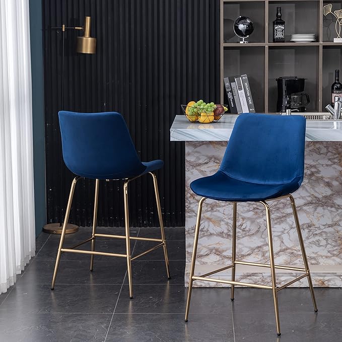 Roundhill Furniture Aufurr Modern Velvet 26.50 Counter Height Stools - Image 3