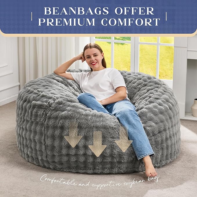 Hobestluk Bean Bag Chairs 4ft Beanbag Chair - Image 6
