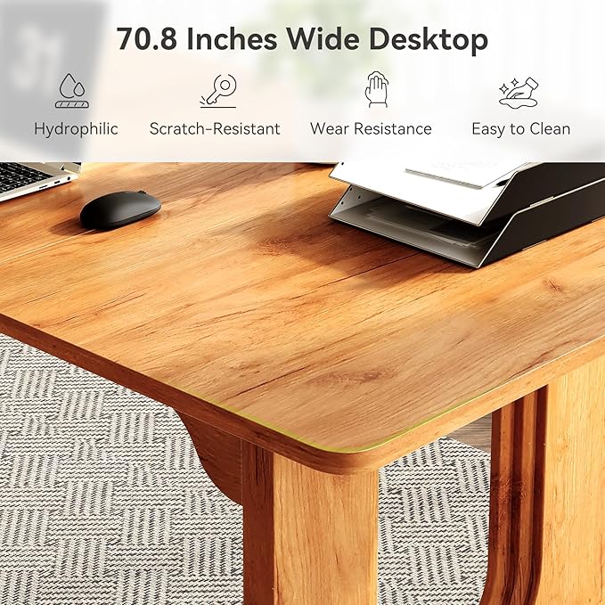 LITTLE TREE 70.8-Inch Home Office Desk, Study Writing Work Desk - Image 7