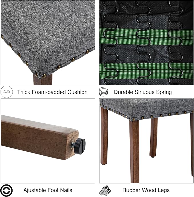 Parsons Kitchen Dining Chair Set Room Modern Upholstered Stylish Fabric High - Image 6