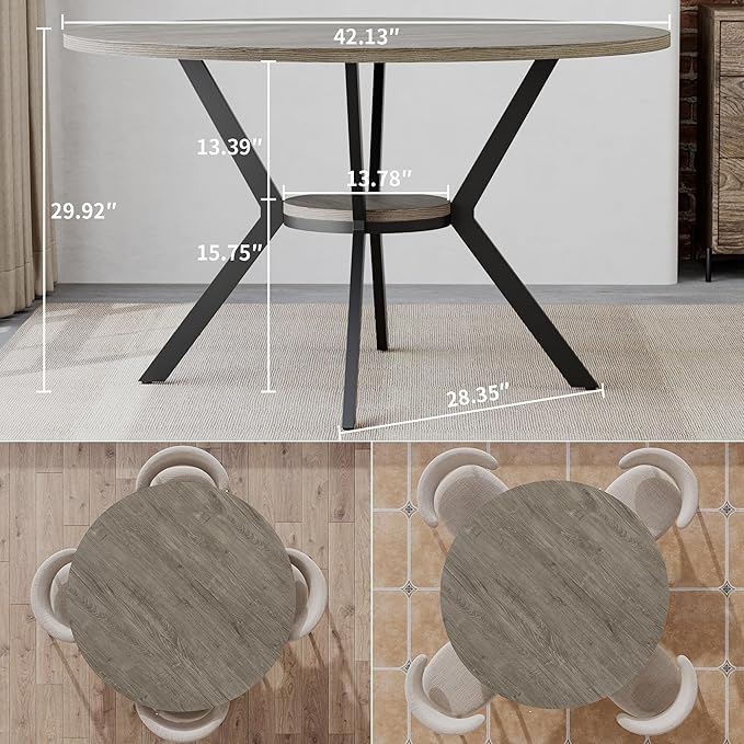 Round Dinner Table for 4, 42 Inch Kitchen & Dining Room Table - Image 2