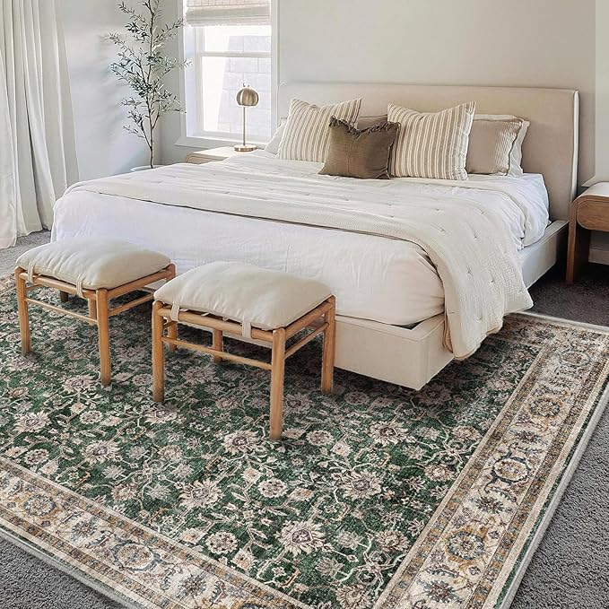 Washable Area Rug 4'x6' Vintage Traditional Floor Cover Foldable Thin Rugs - Image 2