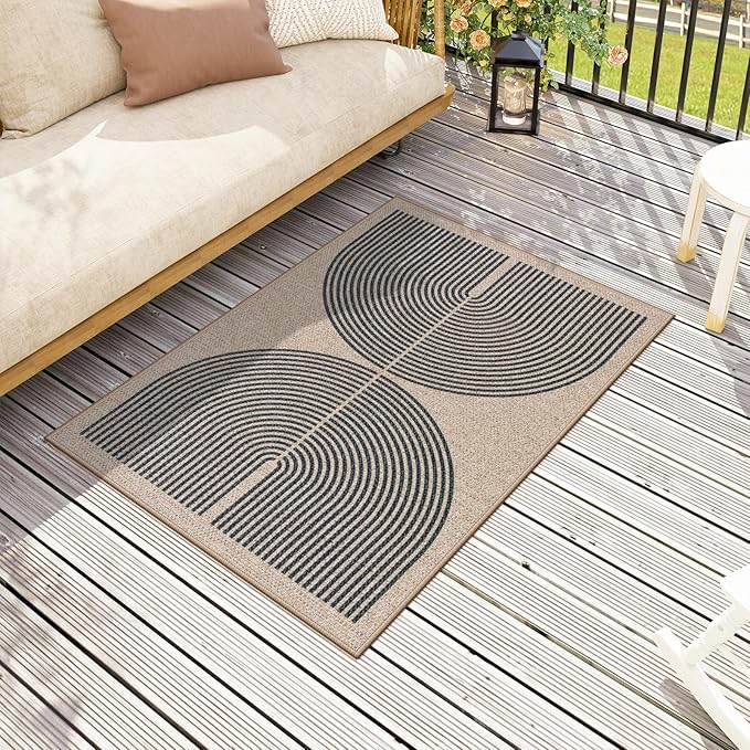 Lahome Rainbow Easy Jute Rug, Farmhouse Neutral Lightweight Non Shedding Low - Image 6
