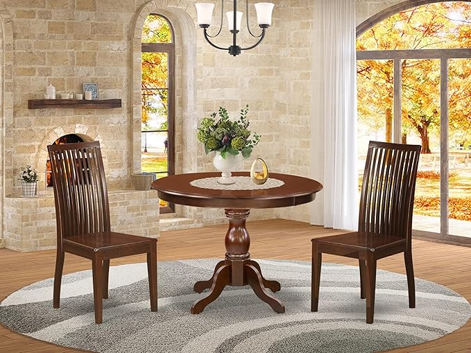 East West Furniture HBIP3-MAH-W 3 Piece Dining Table Set - Image 2