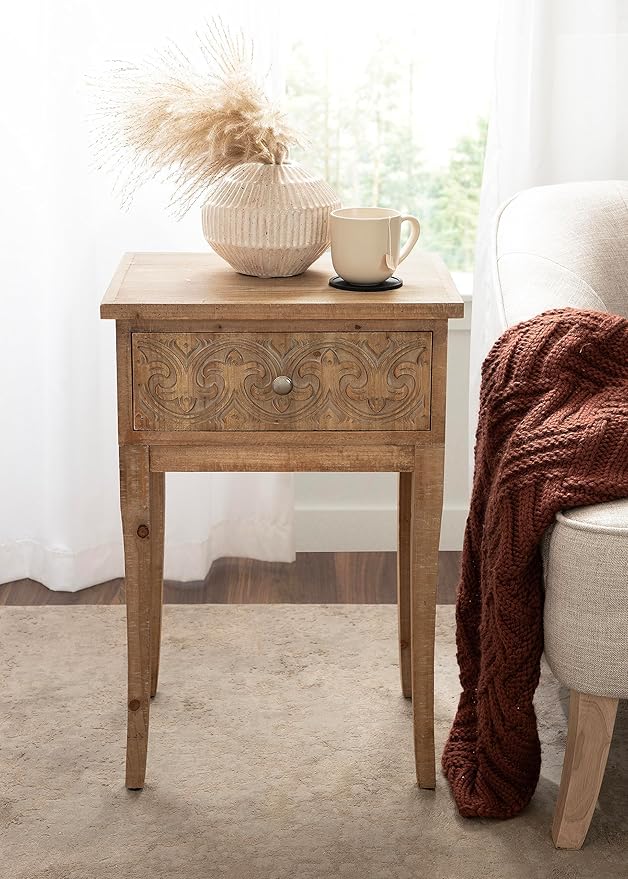 Kate and Laurel Cassetta Soft Rustic Rectangle Side Table; 19 x 14 x 28; - Image 4
