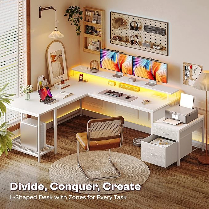 PRAISUN 66 Inch L Shaped Computer Desk - Image 6