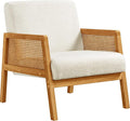 Yaheetech Boucle Fabric Accent Chair, Vintage Rattan Vanity Chair by Yaheetech