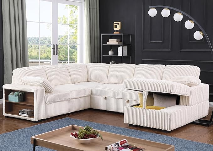 Eafurn Oversized Convertible U Shaped Sleeper Sectional Sofa Pull Out Couch Bed - Image 3