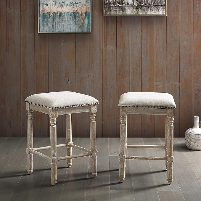 Roundhill Furniture Arnhem Wood Upholstered Swivel Counter Height Stools by RoundhillFurniture