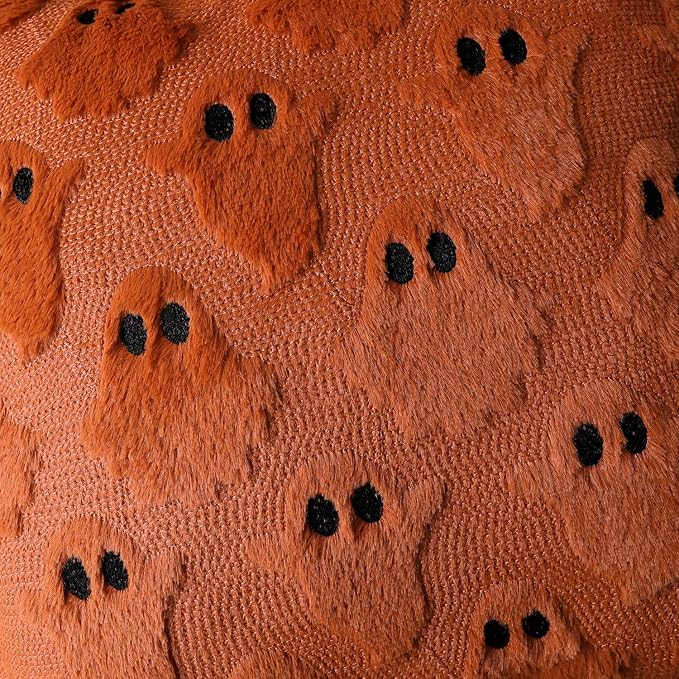 4TH Emotion Halloween Ghost Decorative Pillow Covers 16x16 Set of 2, Rust Red - Image 2