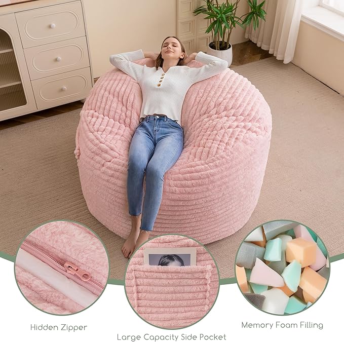 Giant Bean Bag Chair Bed for Adults, Convertible Beanbag Folds from Lazy Chair - Image 4