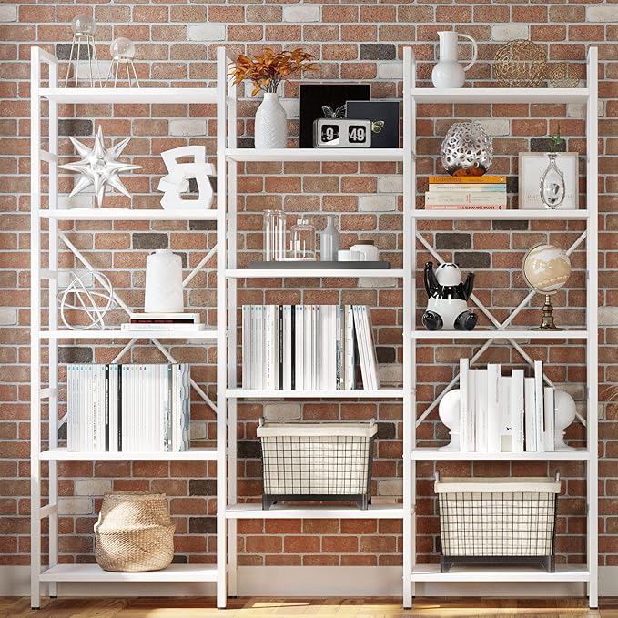 IRONCK Bookcases and Bookshelves Triple Wide 5 Tiers Industrial Bookshelf by IRONCK