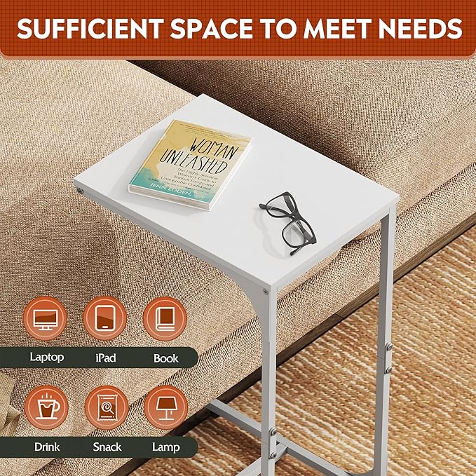 WLIVE C-Shaped End Table Set of 2, Small Couch Side Tables - Image 4