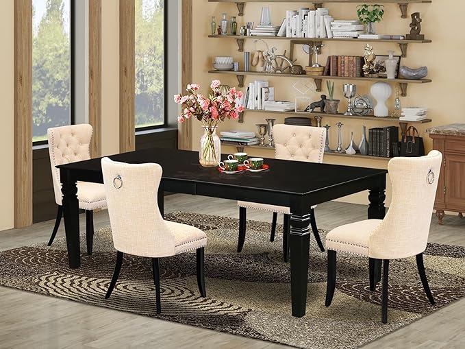 East West Furniture LGDA5-BLK-32 5 Piece Dining Set Contains a Rectangle Wooden - Image 2