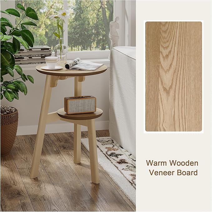 ChooChoo Round End Table for Small Spaces, Narrow Side Table, Accent Table - Image 7