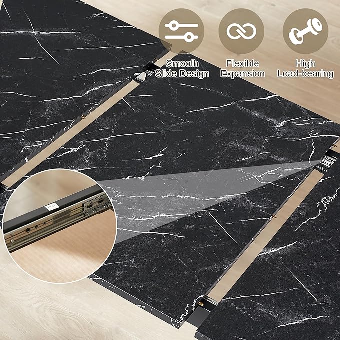 VECELO 3-Piece 63" Extendable Kitchen Table - Image 3