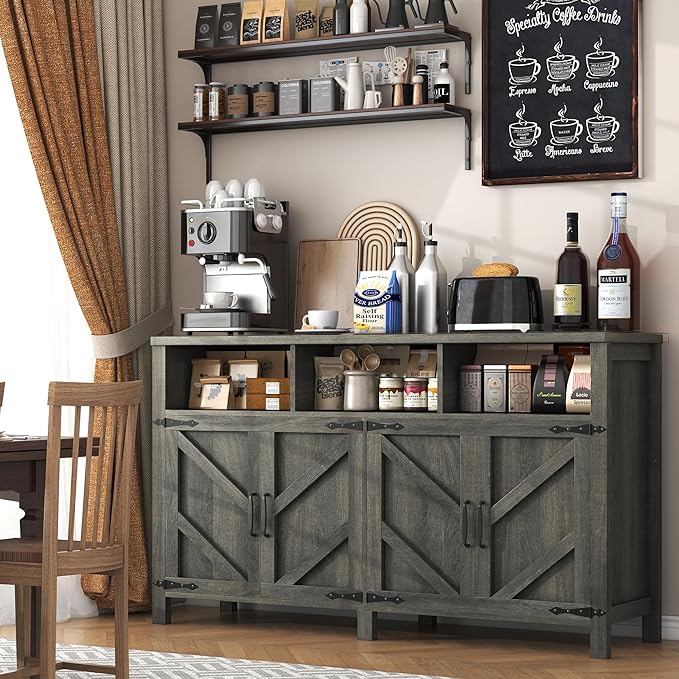 Buffet Sideboard with Storage Farmhouse with 4 Doors, Dining Room - Image 5