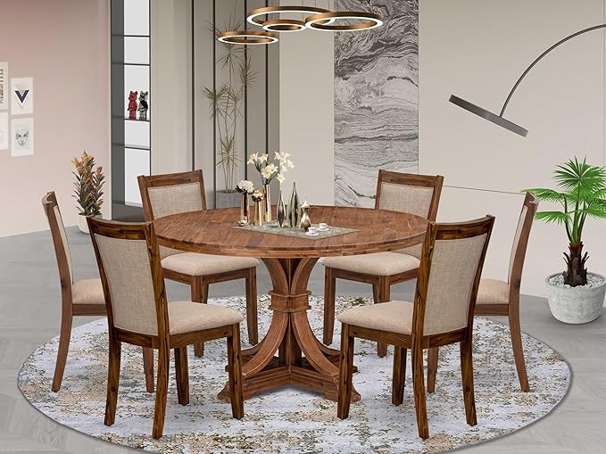 I7MZ7-50N-04 7-Pc Dining Set consists of a Pedestal Dining Table and 6 Light - Image 2