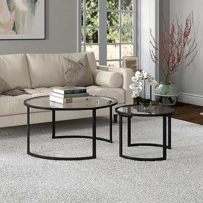 Mitera Round Nested Coffee Table in Blackened Bronze - Image 7