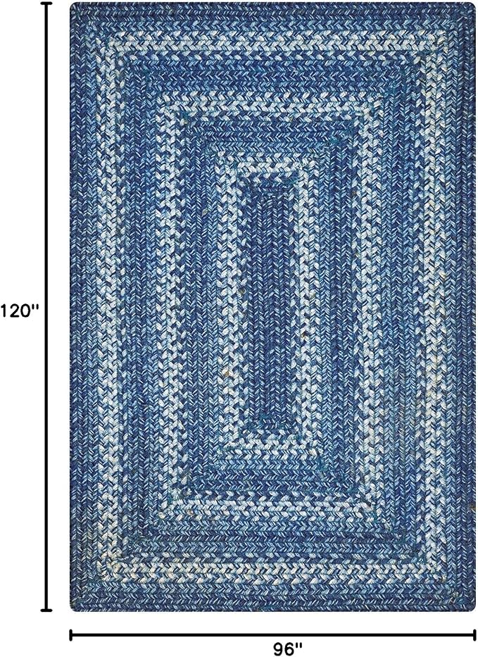 Homespice Denim Jute Blue 8x10' Braided Area Rug - Image 2