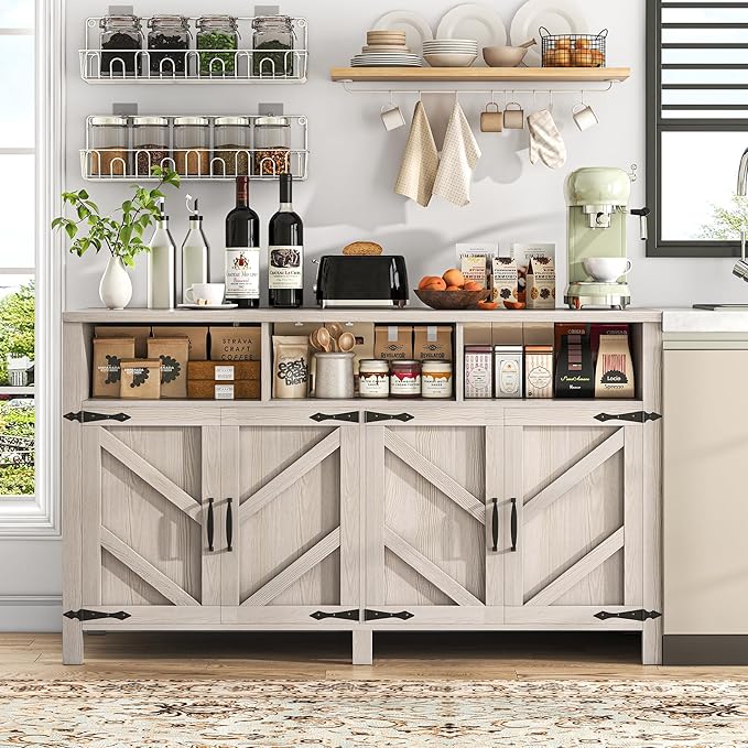 Buffet Cabinet with Storage Farmhouse with 4 Doors, Dining Room - Image 5