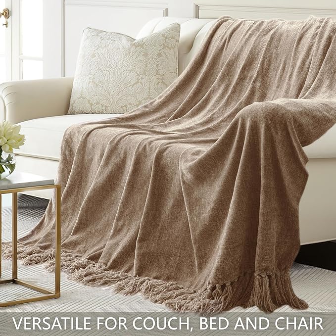 Chenille Throw Blanket for Couch 60"X 80" Twin, Soft Cozy Throws - Image 4