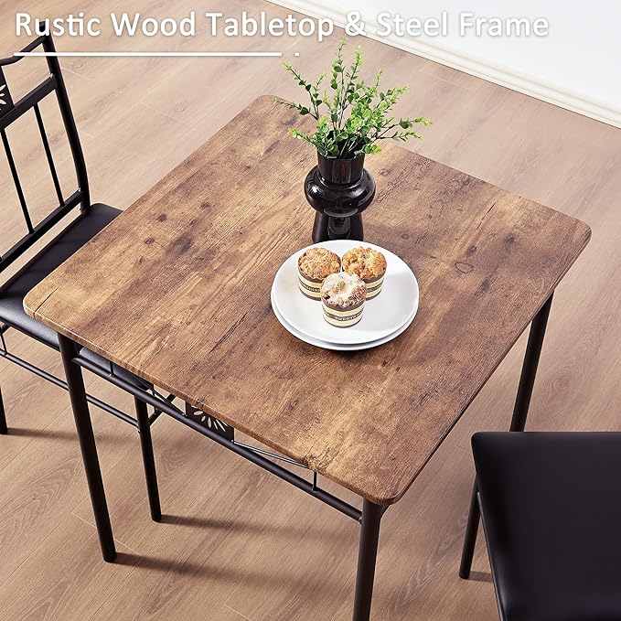 VECELO 3-Piece Small Kitchen Dining Table Set - Image 2