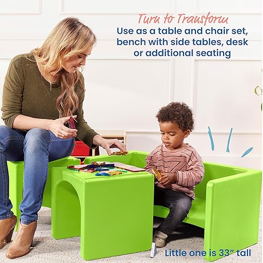 ECR4Kids Tri-Me Table and Cube Chair Set, Lime Green - Image 4