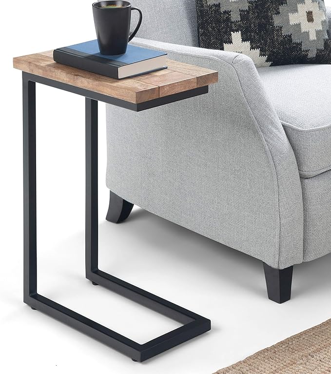 SIMPLIHOME Skyler 18-inch Wide Solid Mango/Metal Industrial C-Shaped End Table - Image 2