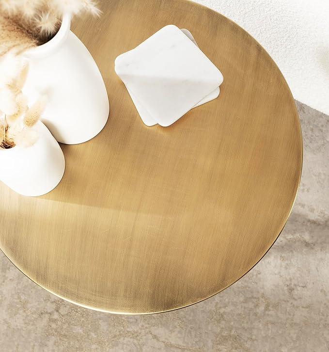 Kate and Laurel Aja Modern Metal Round Side Table; 15 x 15 x 23; Antique Brass; - Image 5