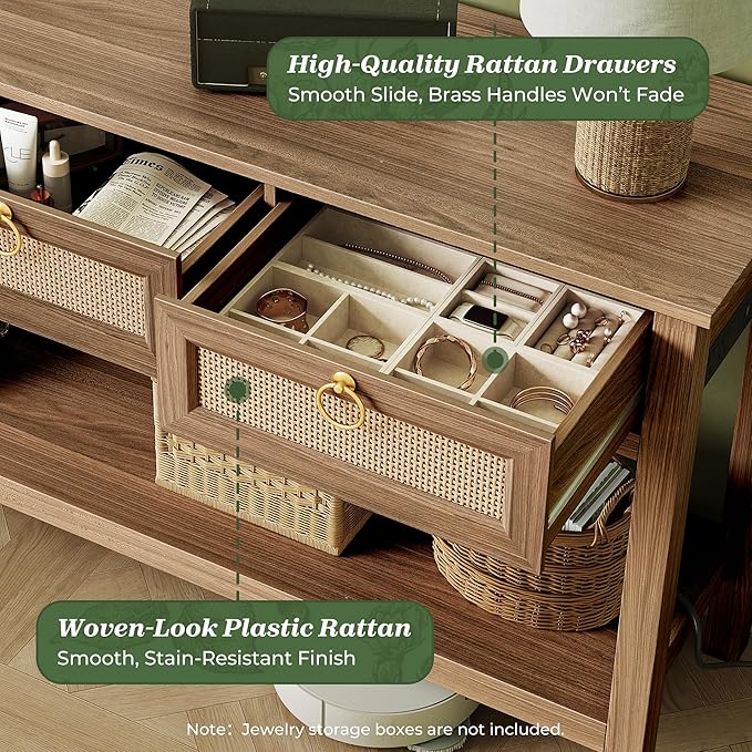 SUPERJARE Rattan Console Sofa Table - Image 6