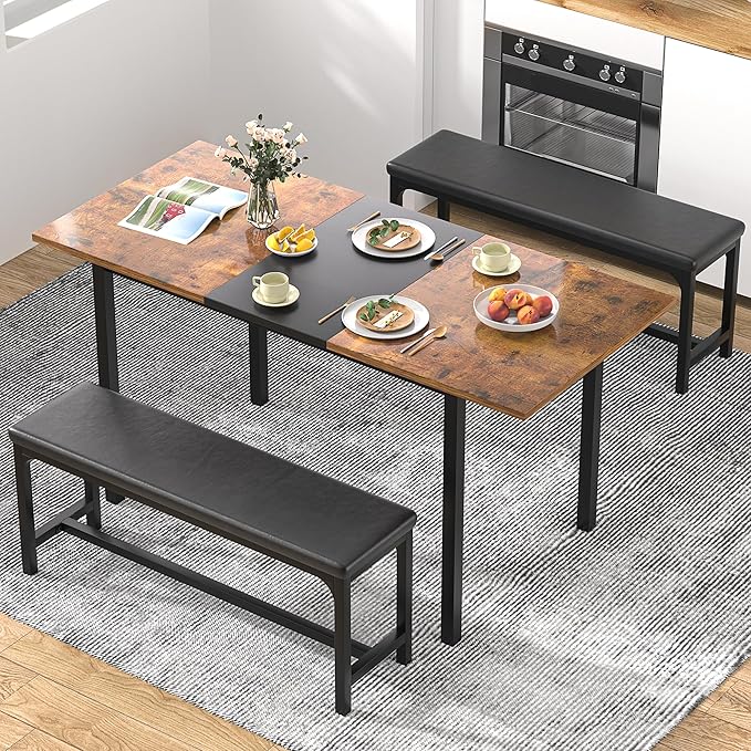 VECELO 3-Piece 63" Extendable Kitchen Table - Image 7