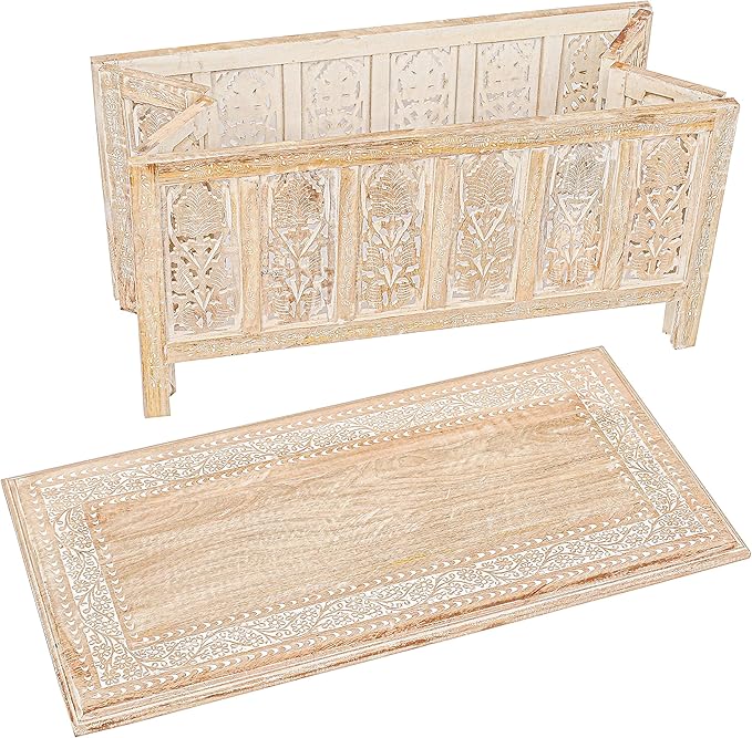 The Wooden Town Rectangular Coffee Table – 36x18 Inch White Wash Finish | - Image 8