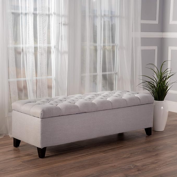 Christopher Knight Home Ottilie Fabric Storage Ottoman, Light Grey 17.50”D x - Image 5