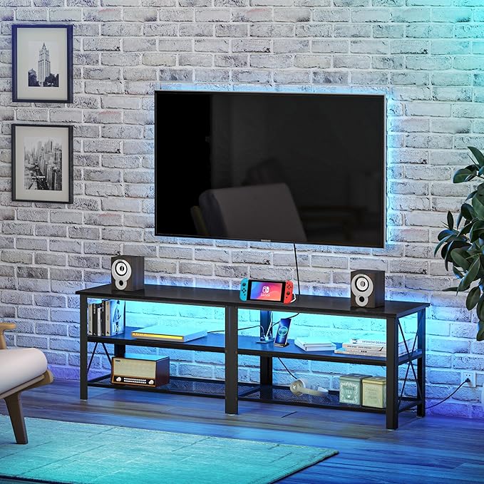 Clikuutory Modern Black 63 inch Metal TV Stand - Image 8