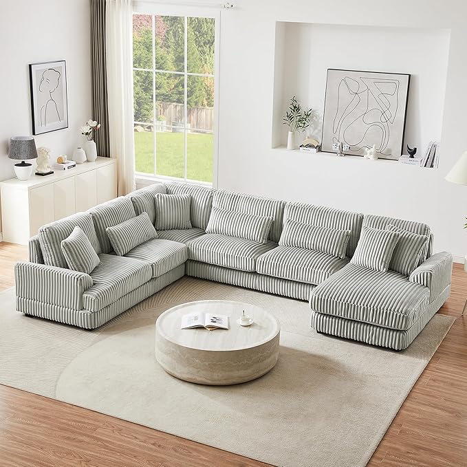 129" Oversized U Shaped Modular Sectional Sofa Couch - Image 6