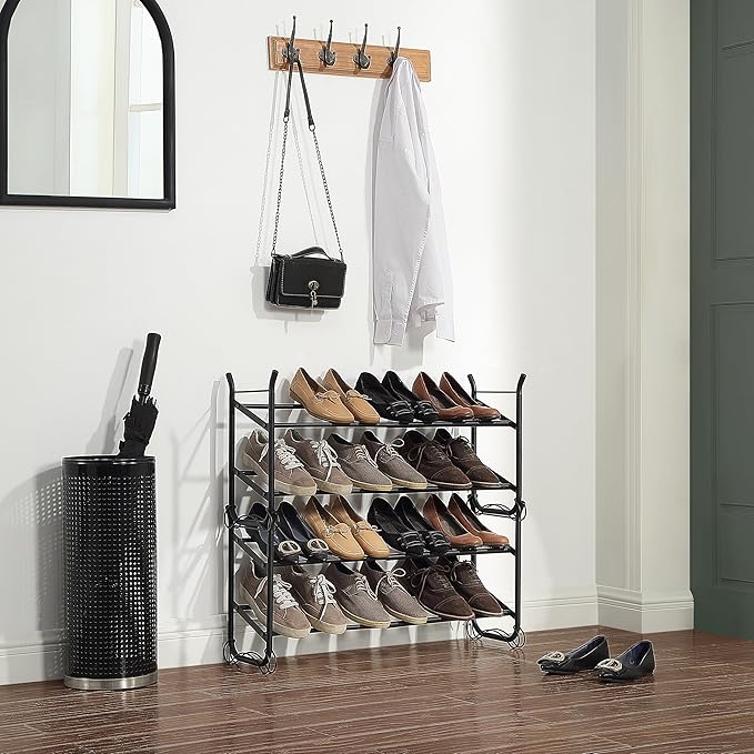 SunnyPoint Expandable & Stackable 2-Tier Shoe Rack – Adjustable Shoe Organizer - Image 3