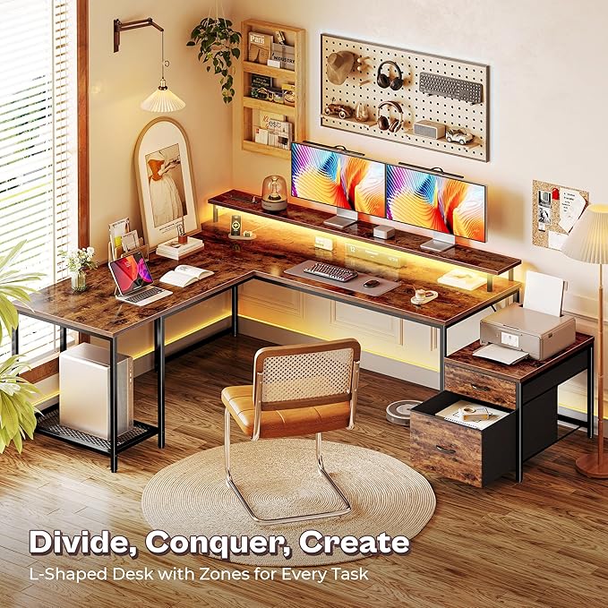 PRAISUN 66 Inch L Shaped Computer Desk - Image 6