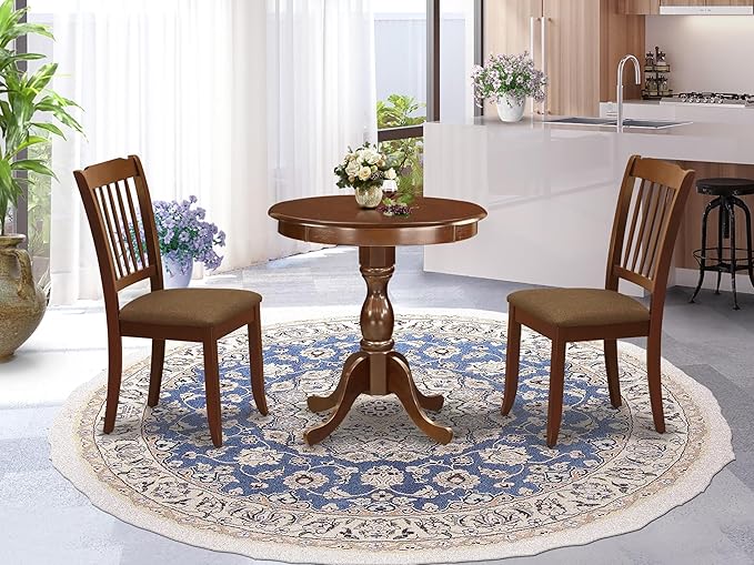 East West Furniture ESDA3-MAH-C 3 Piece Kitchen Table Set - Image 2