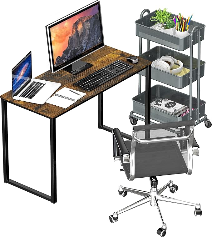 SHW Mission 32-Inch Home Office Computer Desk, Rustic Brown - Image 5